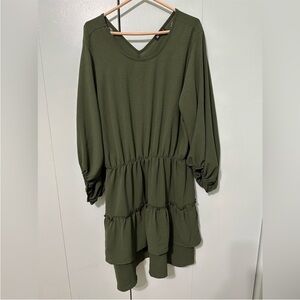 🔥 5/$25 Vision Olive Green Dress Bohemian Boho Hippie Women’s Size 1XL 1X